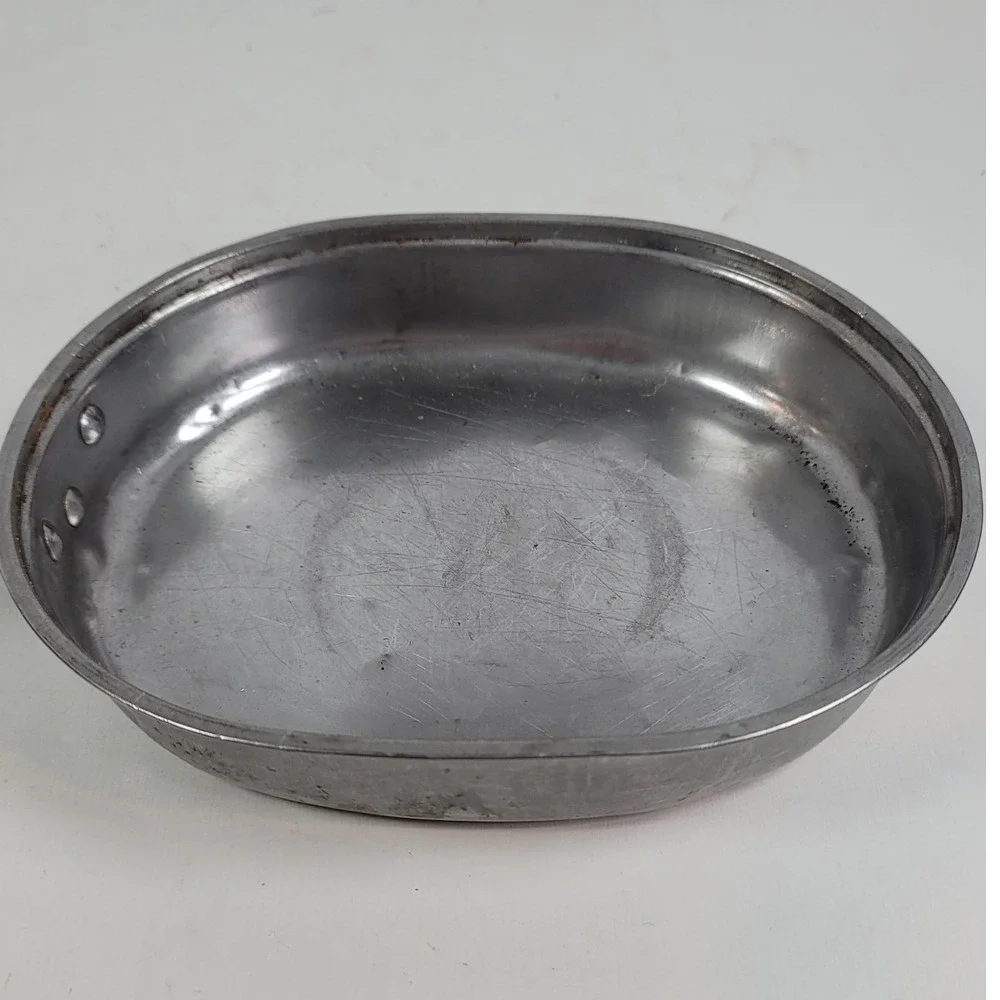 Vintage US Military Stainless Steel Mess Kit Wyott Folding Handle Camping Pan